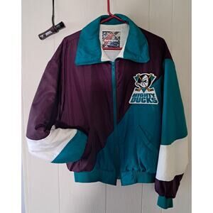 Vintage NHL Jacket 90's Sports Ice Hockey Sz L Collectibles Puffer Bomber Style